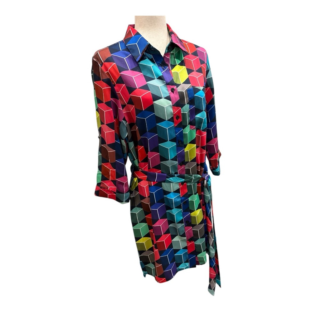 MILLY 100% Silk Sophie Geo-Dress NWT 
size Medium - Picture 9 of 13